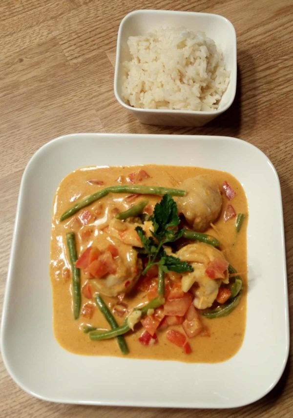 Wijtingrolletjes met grote garnalen en rijst