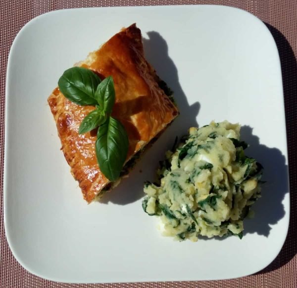 Zalm in een jasje met spinaziepuree